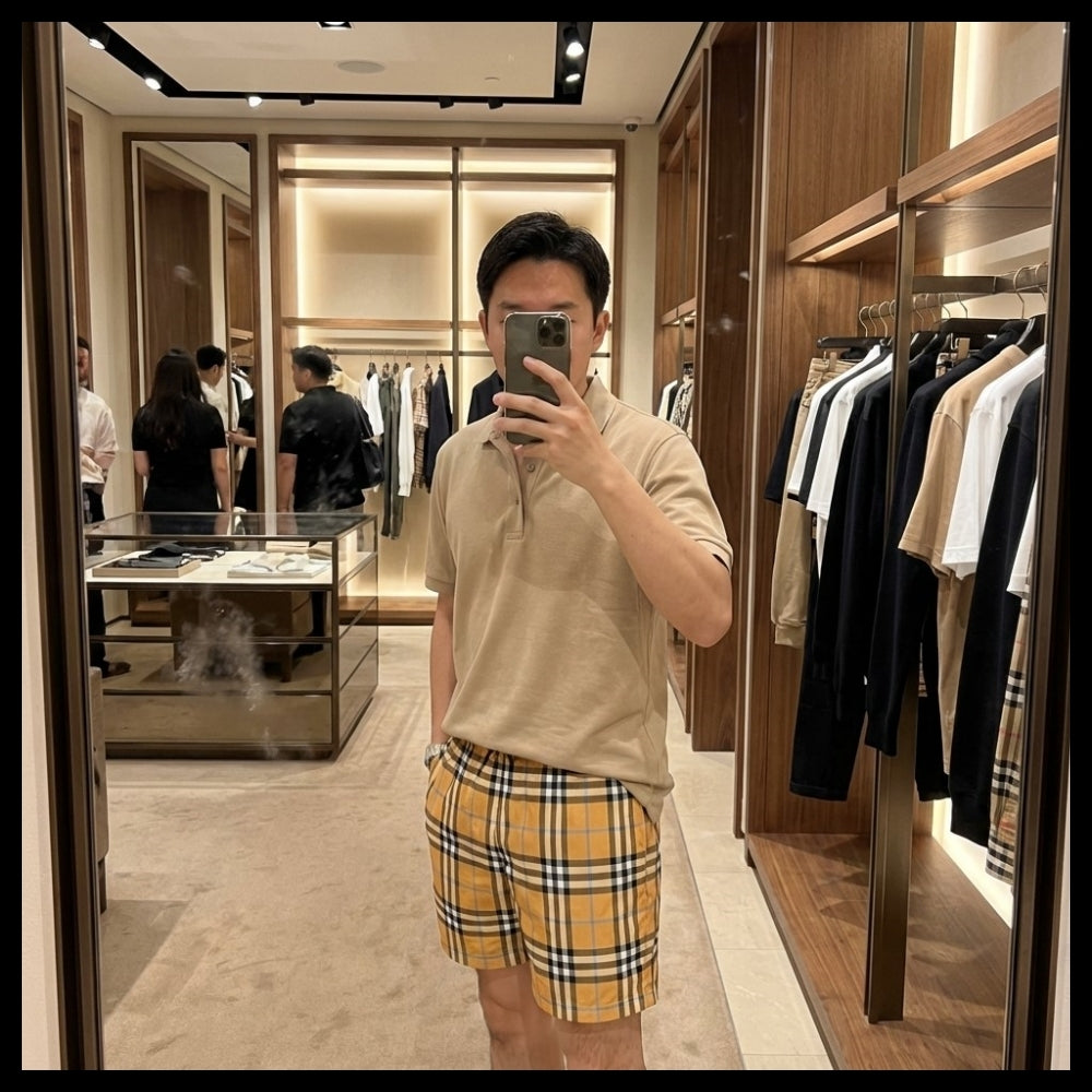 ◆Burberry◆ Check Poly Swim Pants Dusty Orange