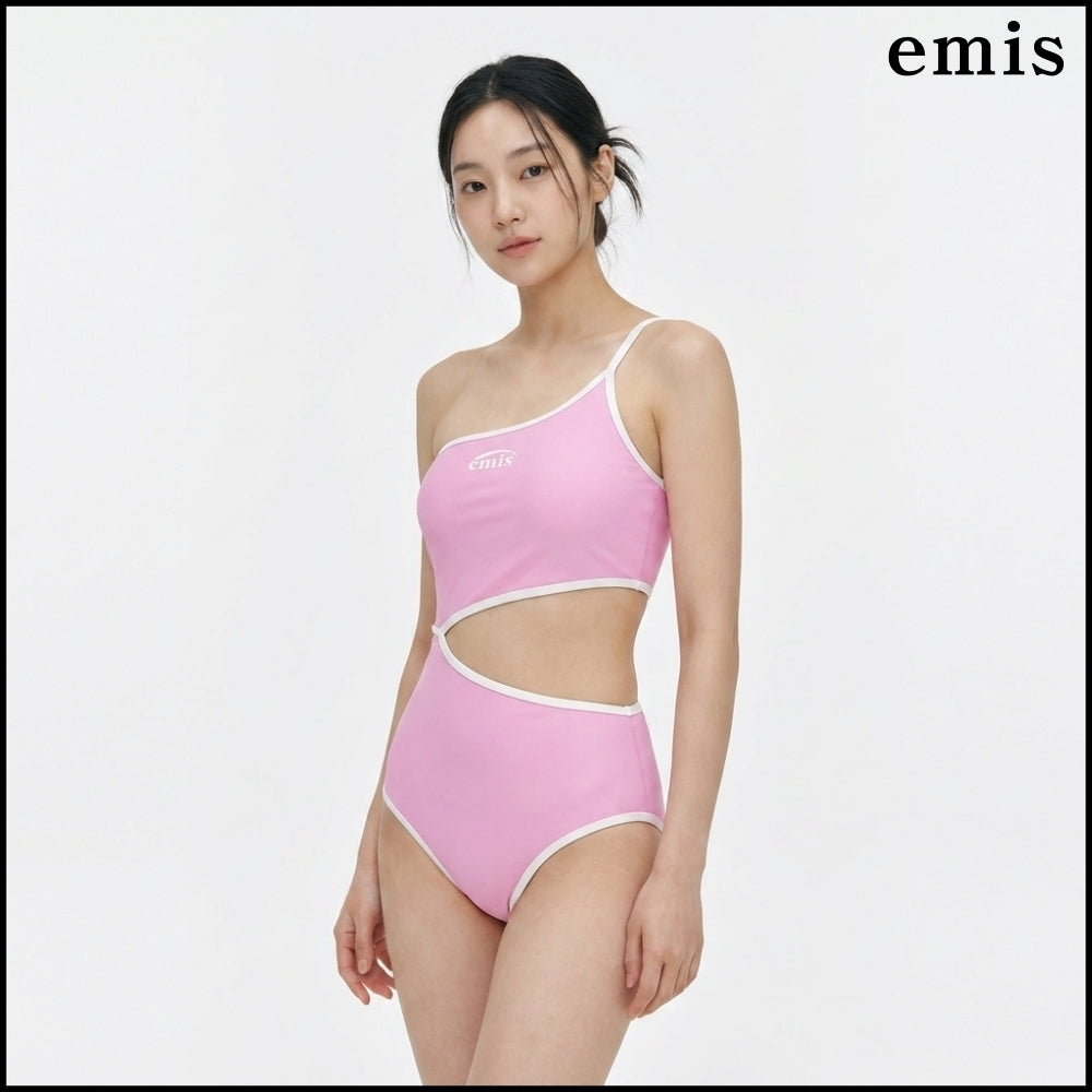 【emis】LOGO CUT-OUT SWIMSUIT 3 COLORS Korean Popular Free Shipping