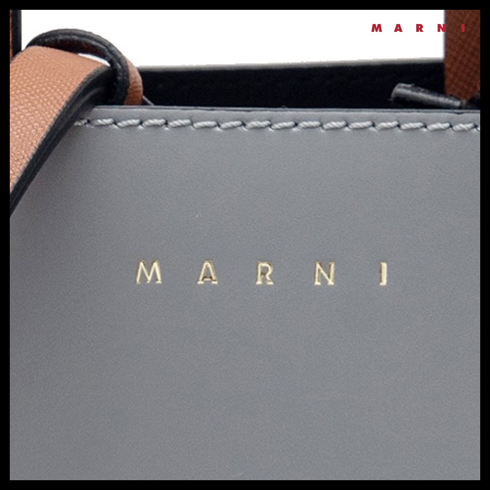【MARNI】Logo Color Block Tote Shoulder Bag