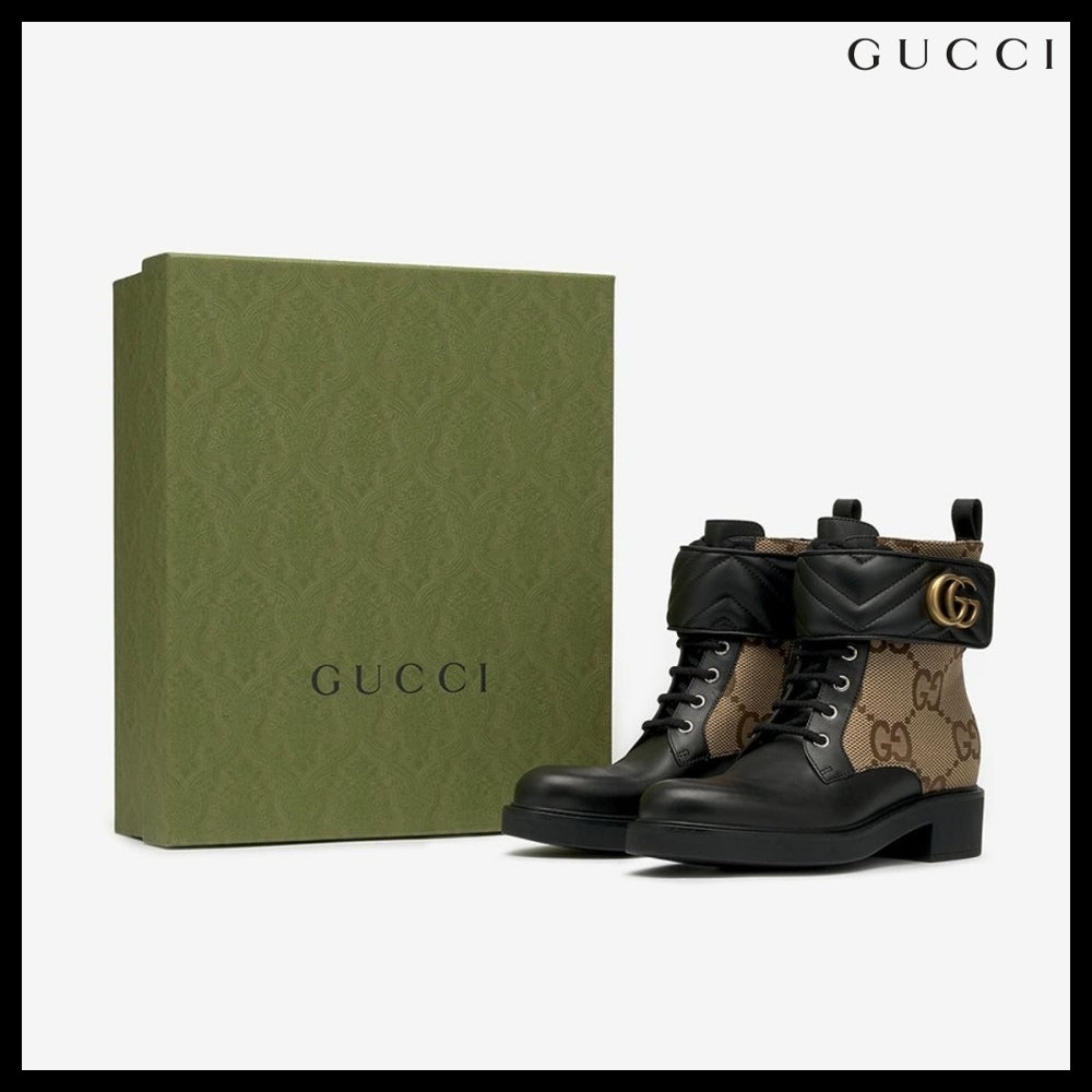 【GUCCI】Double G Combat Boots Black GG Supreme
