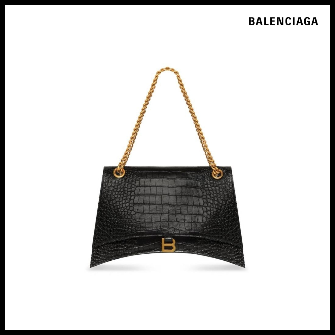 【BALENCIAGA】Crush Large Chain Bag Crocodile Embossed