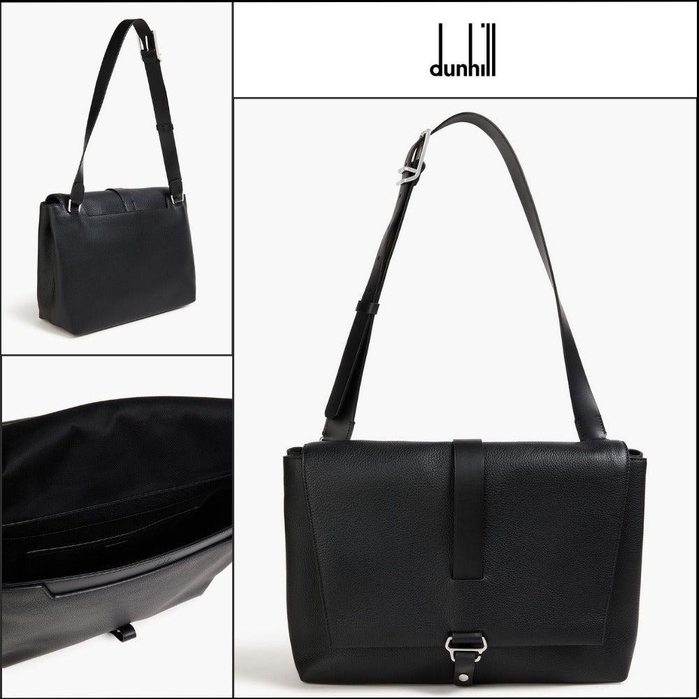 【Dunhill】ペブル加工レザー メッセンジャーバッグ