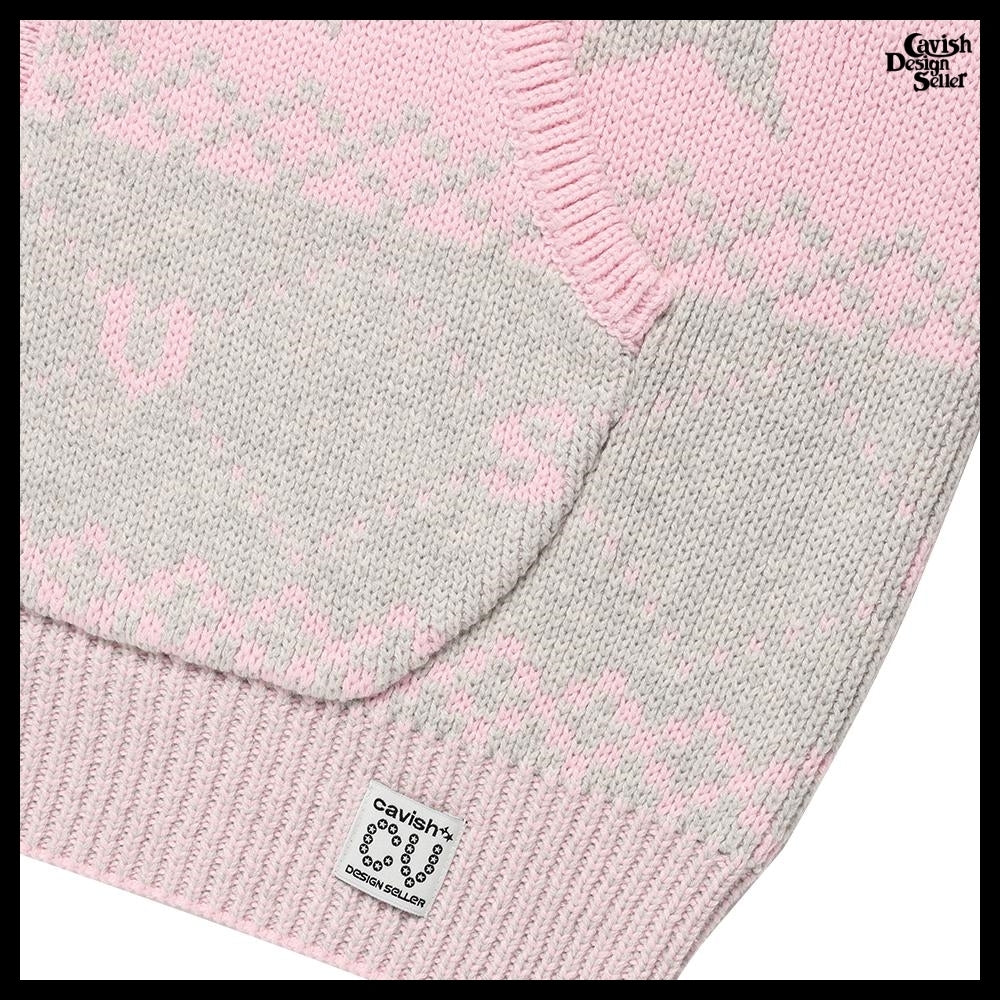 【CAVISH】Nordic Knit Zip-Up Hoodie