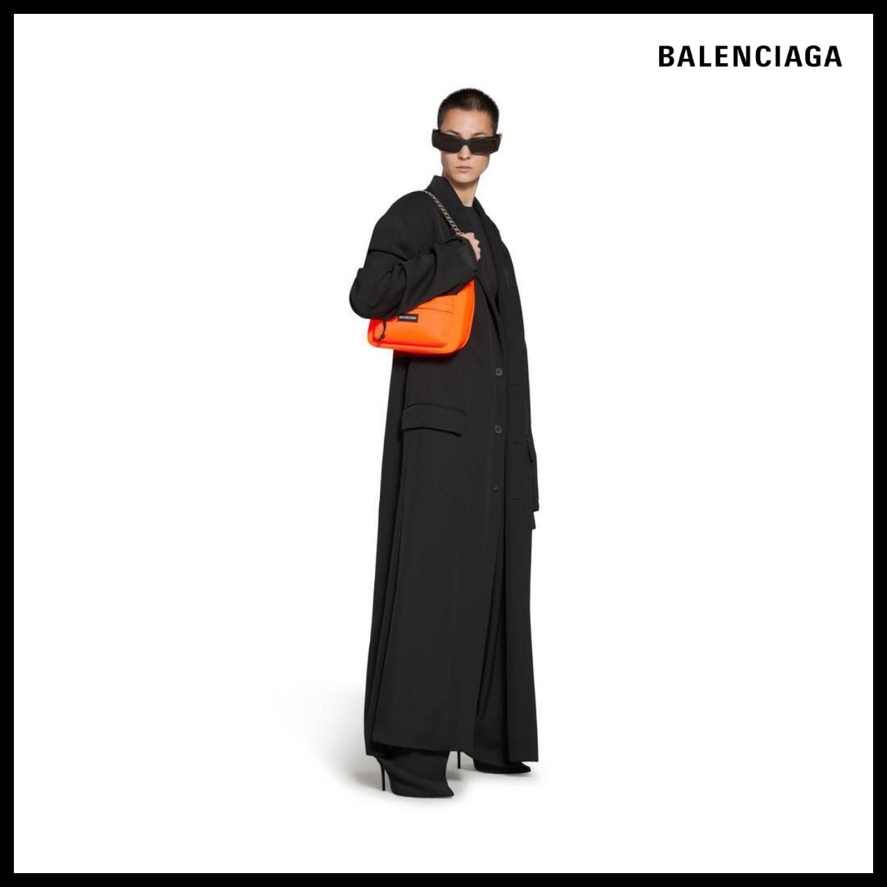 【BALENCIAGA】Raver Medium Bag with Chain in Fluo Orange