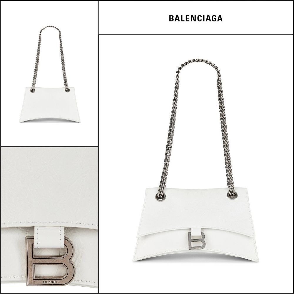【BALENCIAGA】Crush Small Chain Bag Optic White
