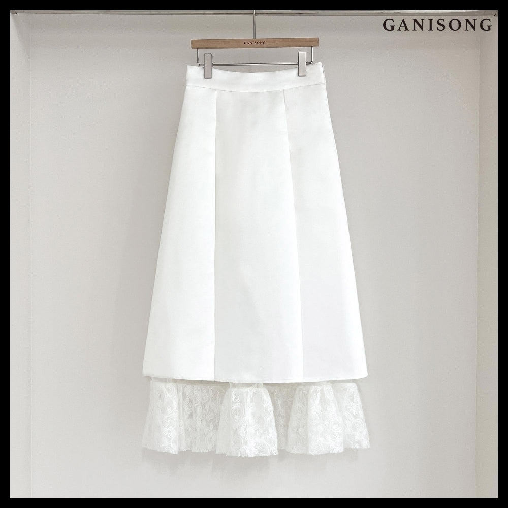 【GANISONG】Bridal Twist Puff Two-Piece Dress White