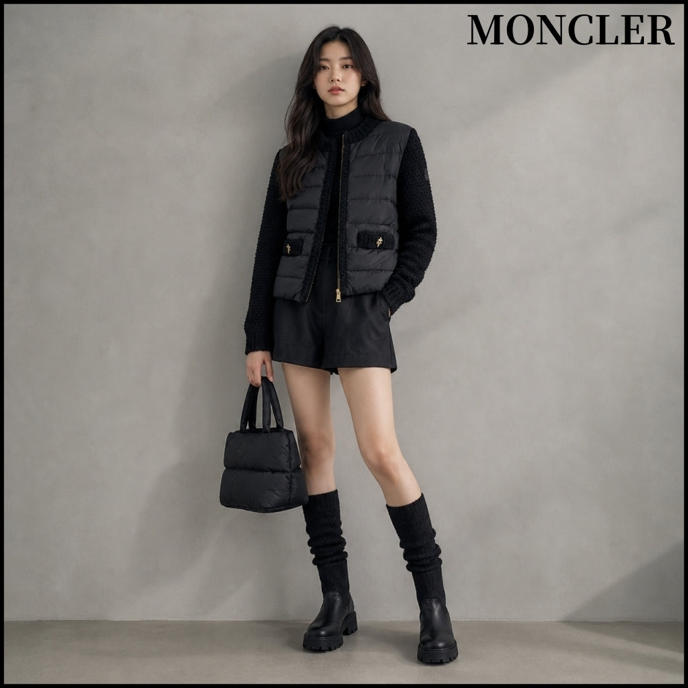 【MONCLER】Padded Zip-up Cardigan Black