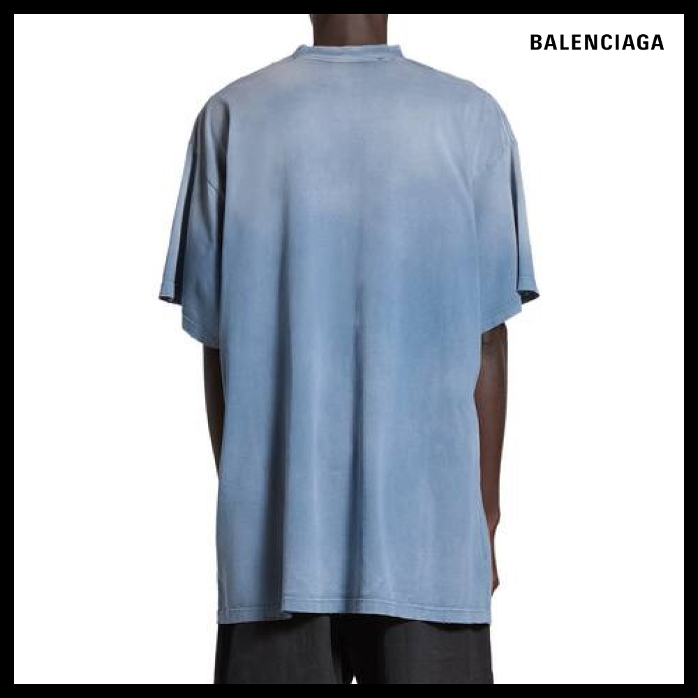 【BALENCIAGA】Moon T-Shirt Oversized Blue Vintage Jersey