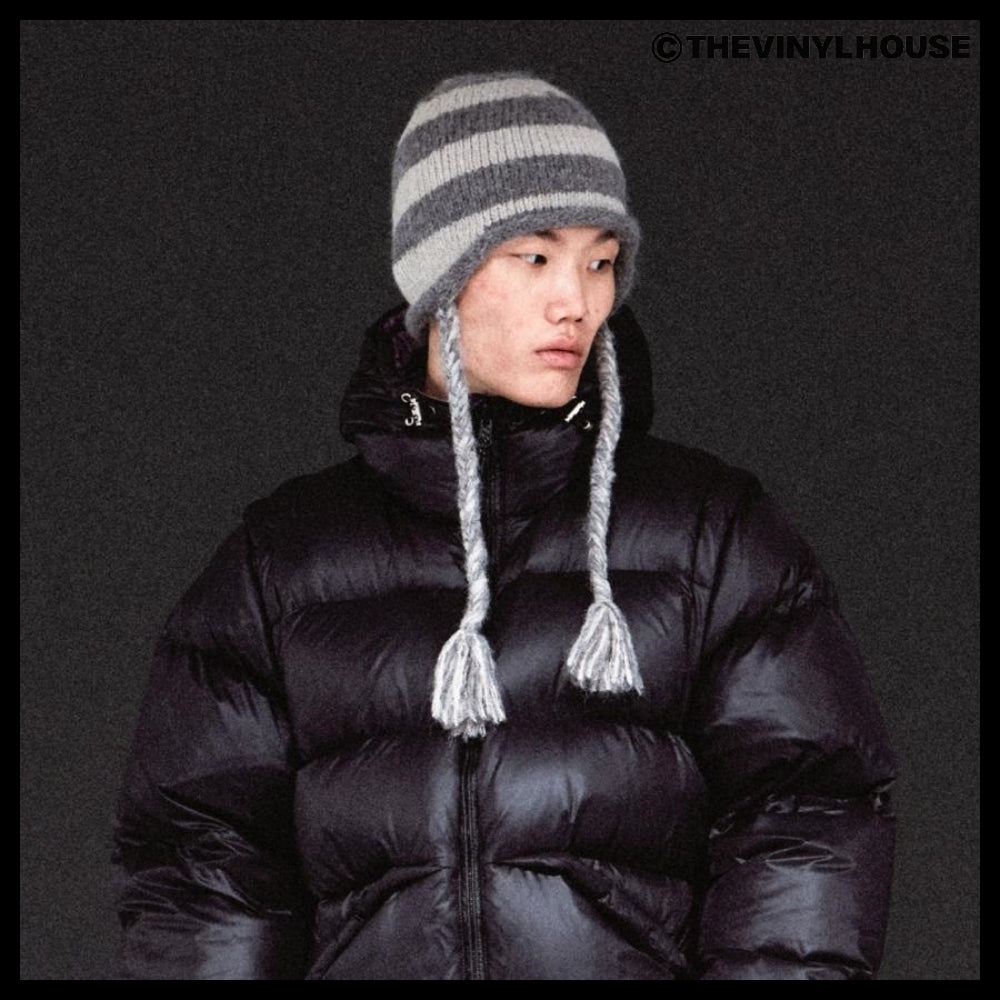 【THEVINYLHOUSE】Ear flap stripe beanie (3 colors)