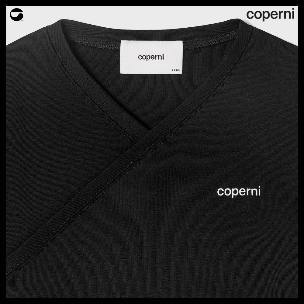 【Coperni】Womens V Neck Line T Shirt Black