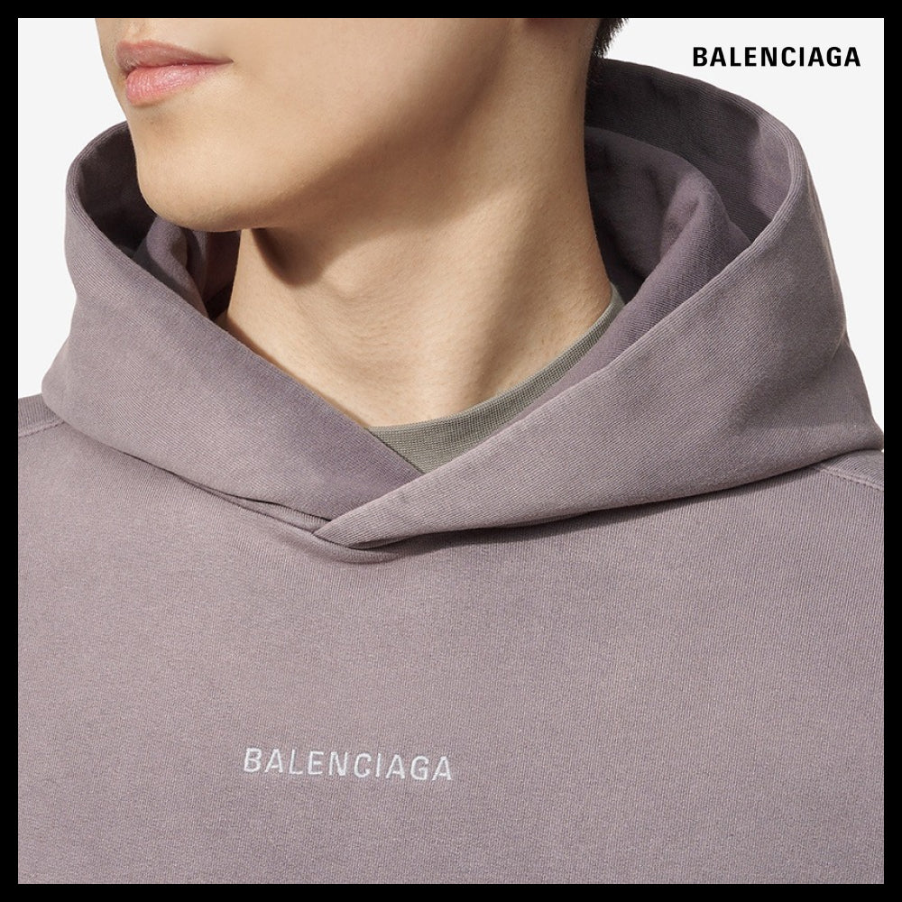 【BALENCIAGA】Medium Fit Logo Hoodie - Faded Purple
