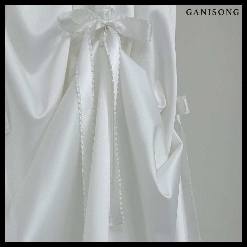 【GANISONG】Bridal Bow Bow Dress White