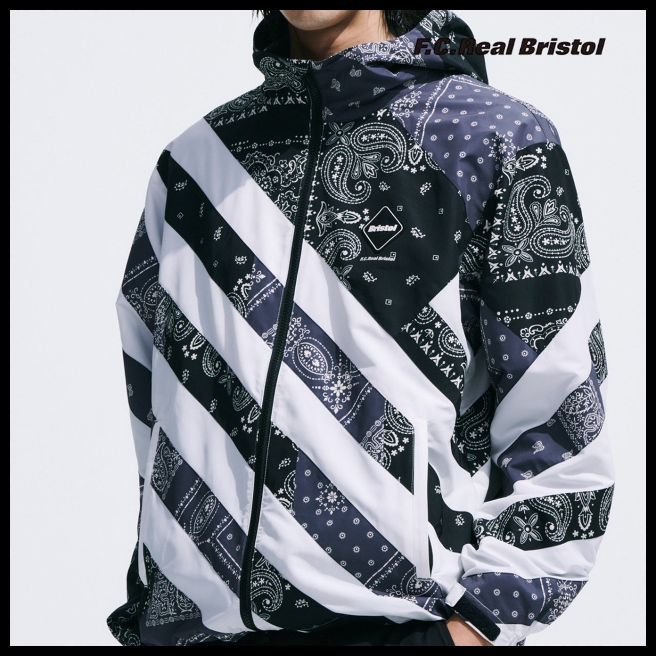 【F.C.REAL BRISTOL】PATCHWORK STRIPE PRACTICE JACKET 2Colors