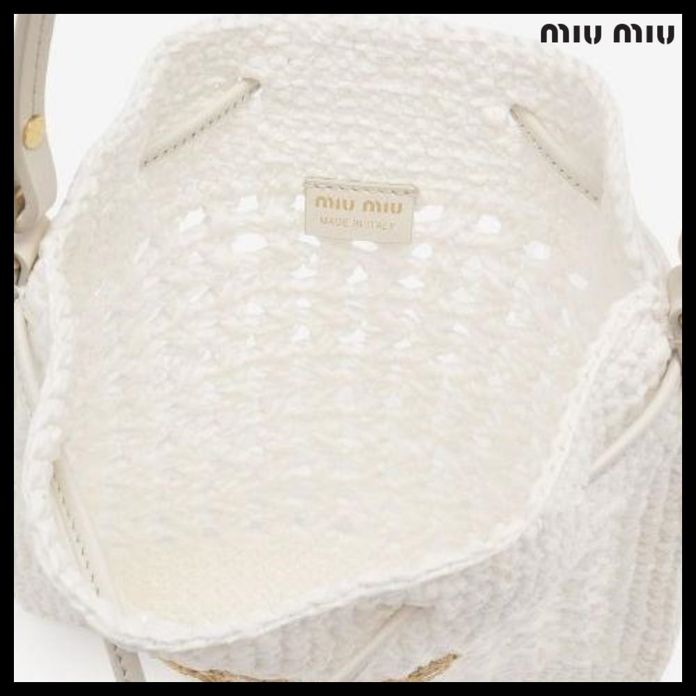 【MiuMiu】Mini Woven Fabric Drawstring Tote Bag