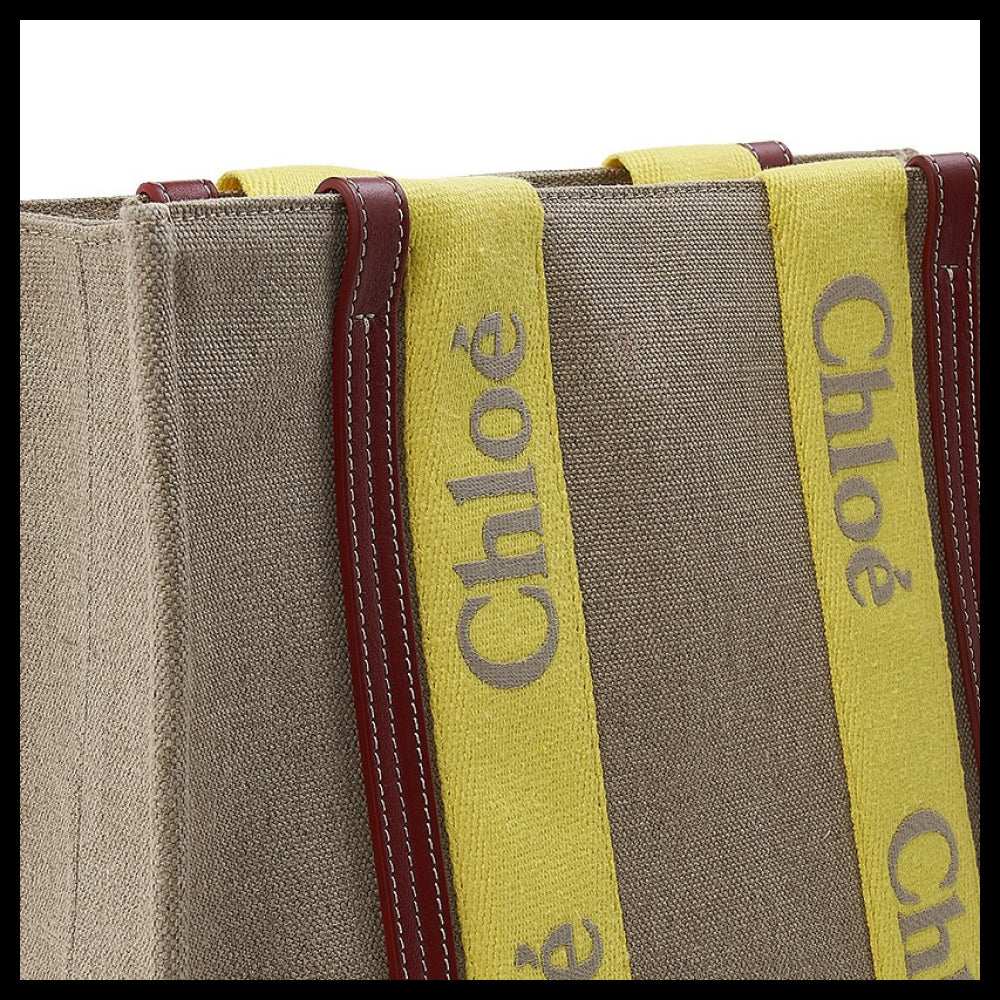【Chloe】Women’s Woody Medium Tote canvas woody