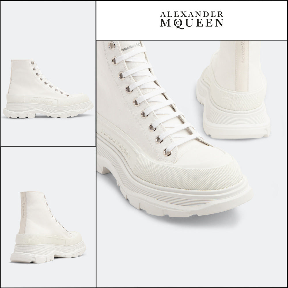【Alexander Mcqueen】Tread Slick Boots White Canvas
