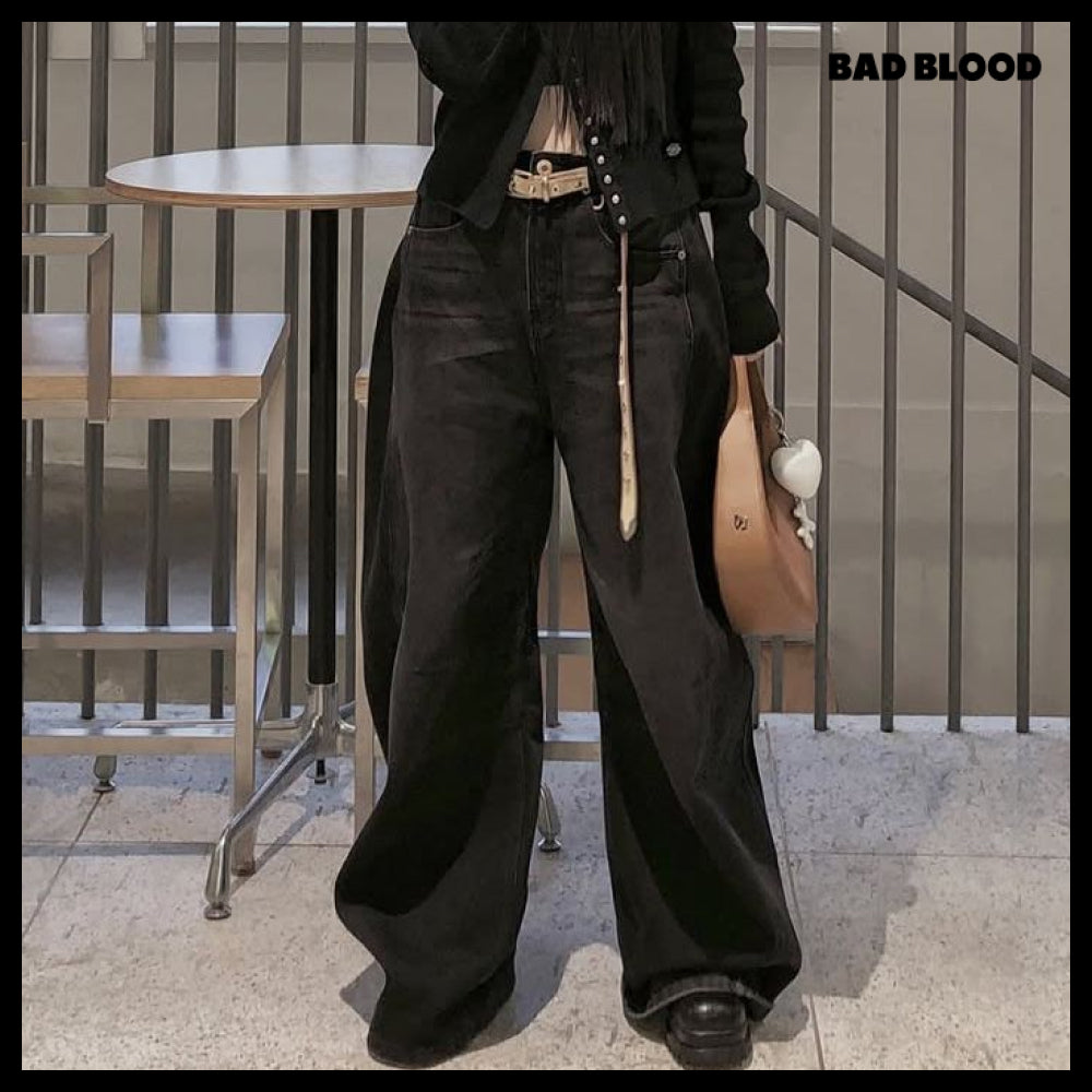【BADBLOOD】Charlie Barrel Jeans - Black