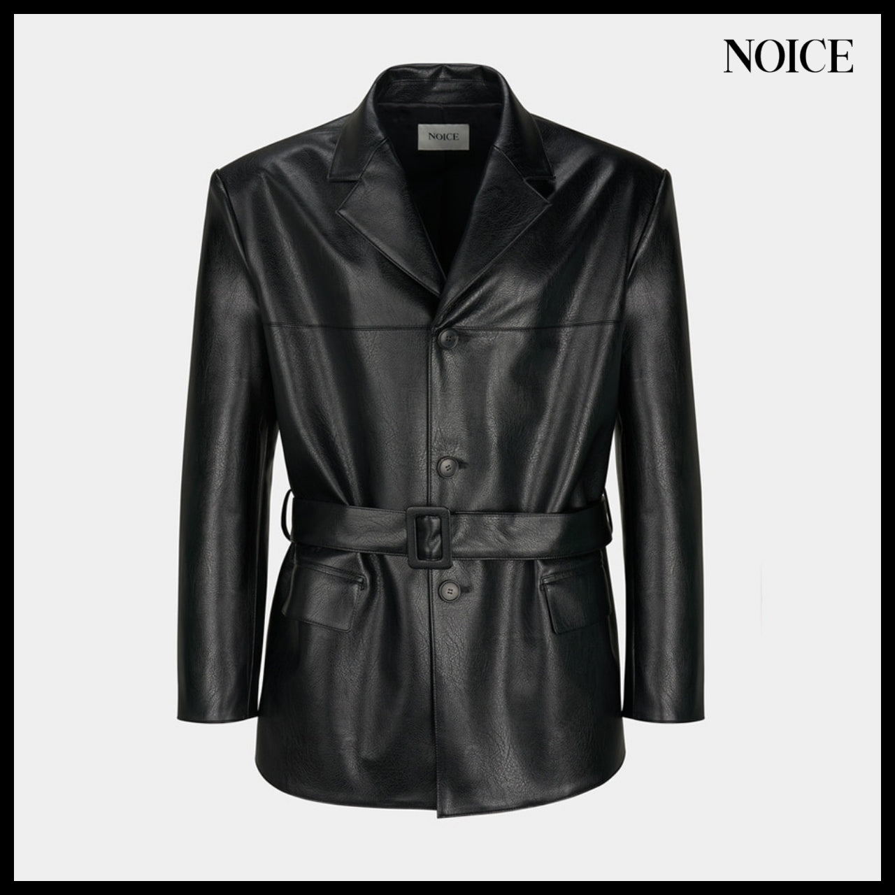 【NOICE】Oversize Belted Faux Leather Jacket