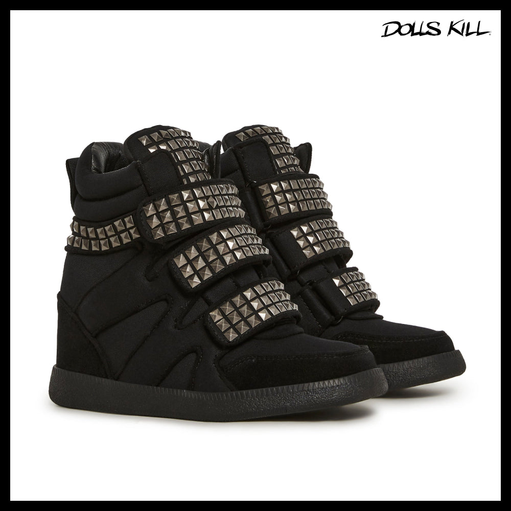 ◆DOLLS KILL◆DARKER WAVS Ambient Wedge Sneakers With Studs