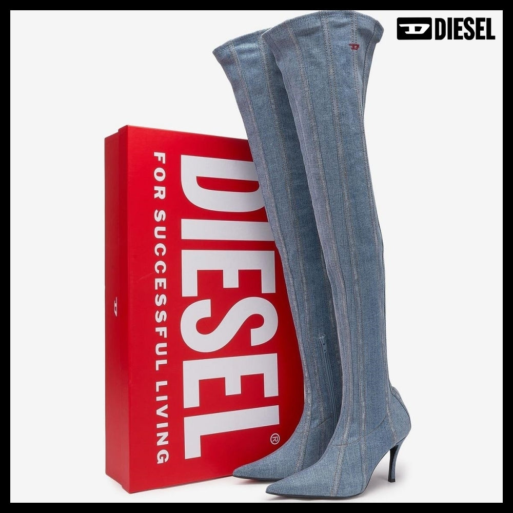 【DIESEL】DIVINUS DENIM LONG BOOTS - BLUE