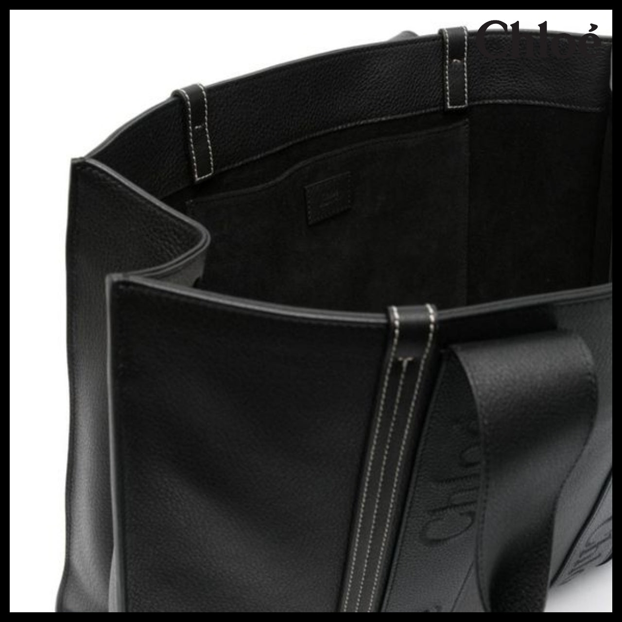 【Chloe】Woody Leather Medium Tote Bag Black