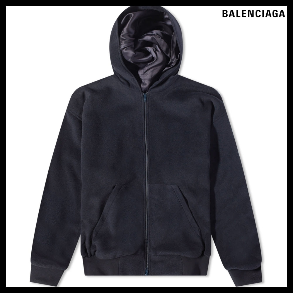 【BALENCIAGA】Zip-Up Hoodie Large Fit Black