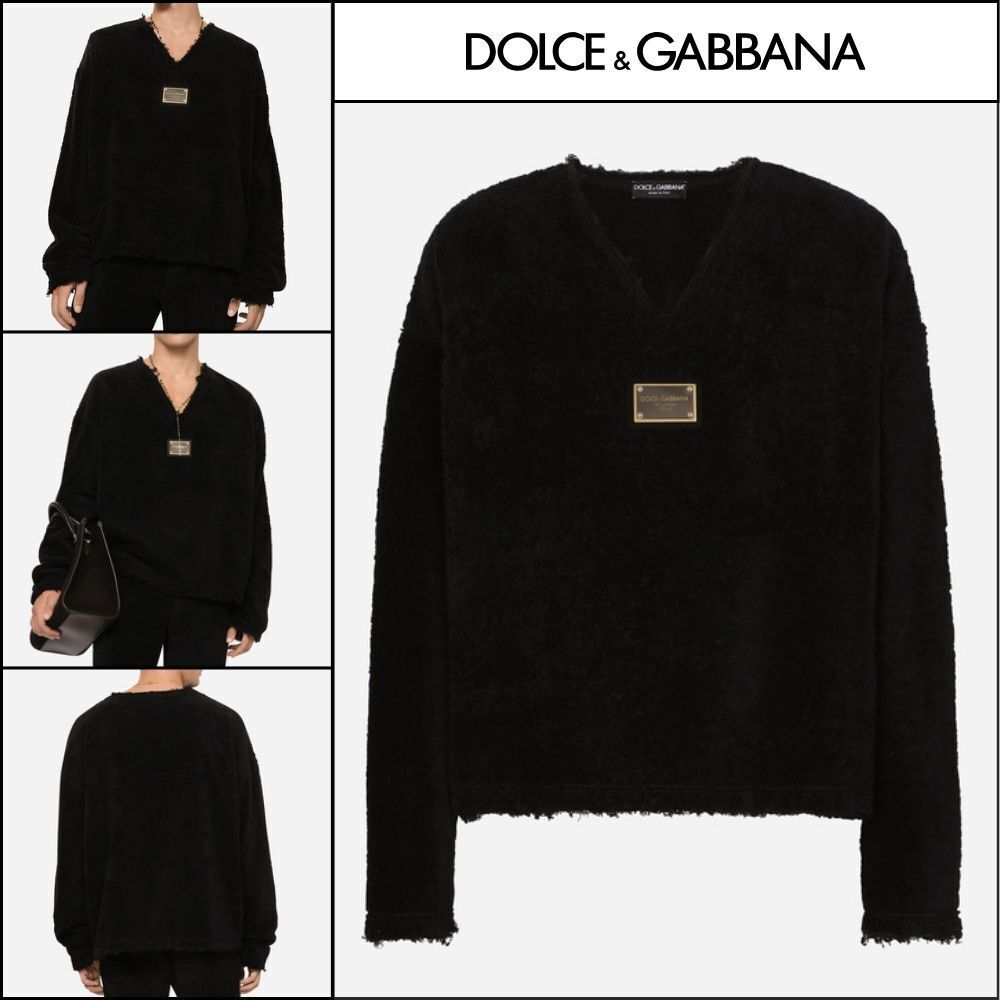 【Dolce & Gabbana】TERRYCLOTH SWEATSHIRT WITH LOGO TAG