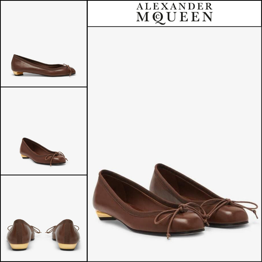 【Alexander Mcqueen】Armadillo Ballet Flats Brown Walnut