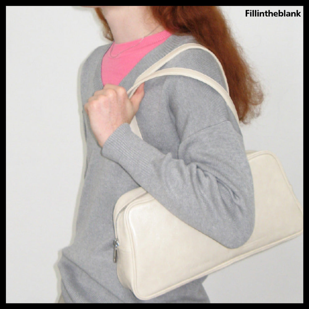 【FILL IN THE BLANK】TRAPEZOID BAGUETTE SHOULDER BAG 3COLORS