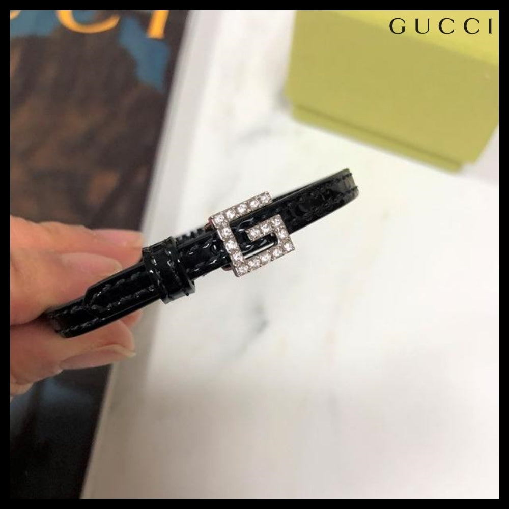 【GUCCI】 レディース レザー ブレスレット ブラック