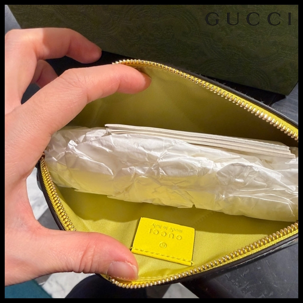 【GUCCI】Tian Flower Calf Leather Pencil Case LIGHT BLUE