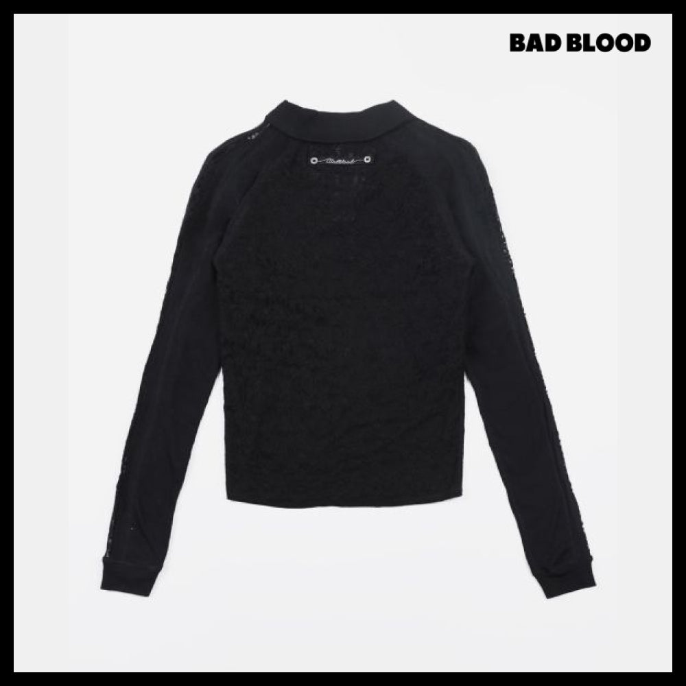 【BADBLOOD】Selena Lace Polo Top Black