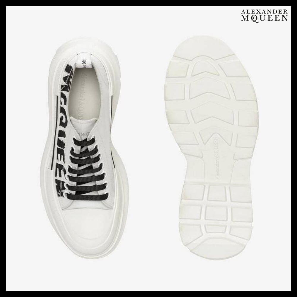 【Alexander Mcqueen】Tread Slick Lace-Up Sneakers OpticWhite