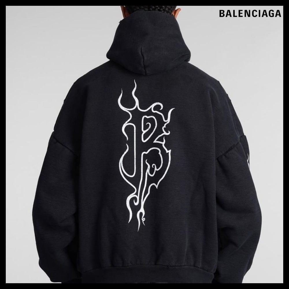 【BALENCIAGA】Darkwave Round Hoodie Oversized Black