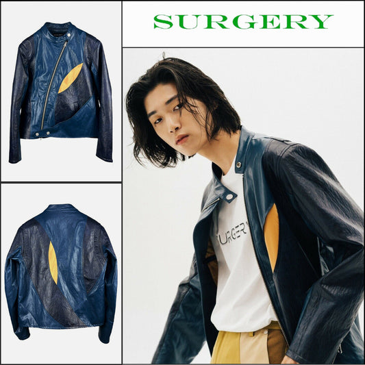 【SURGERY】Curve Layered Rider Jacket Blue
