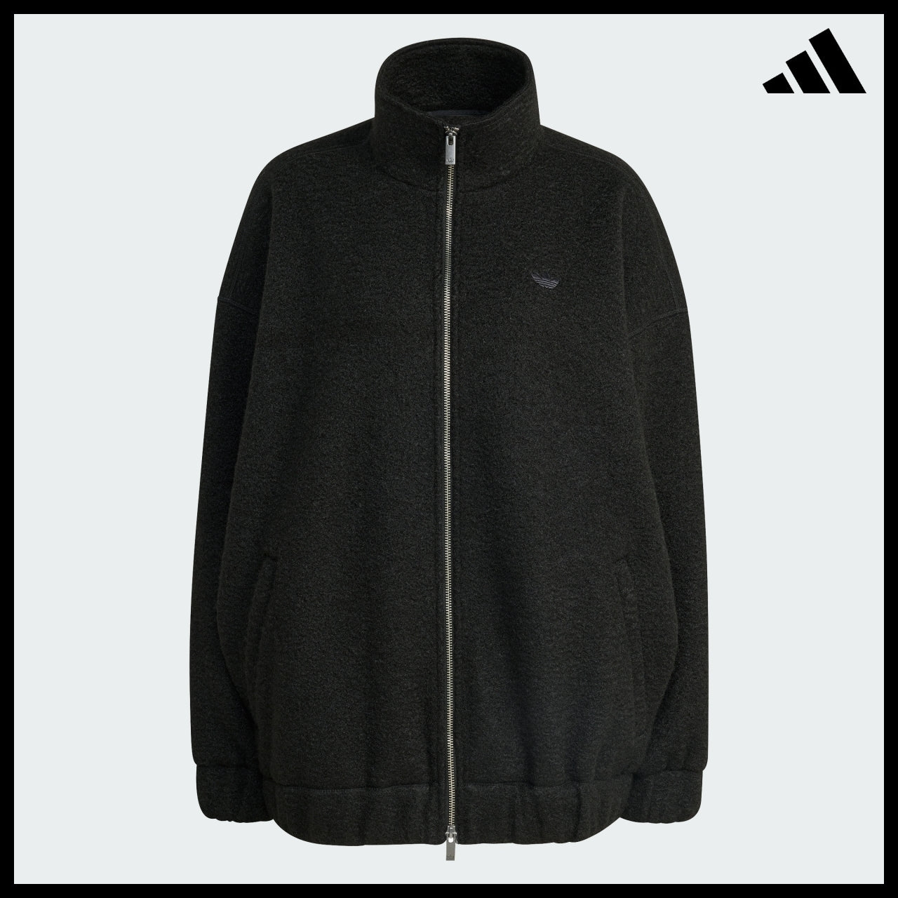 【ADIDAS】Fleece Black Full Zip Jacket Fleece Jacket