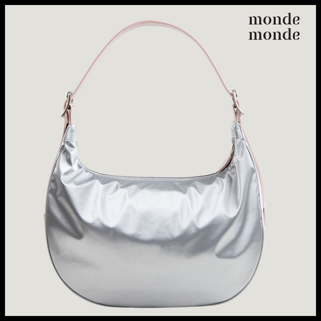 【monde monde】Classic Button Half Moon Nylon Bag (2 Colors)