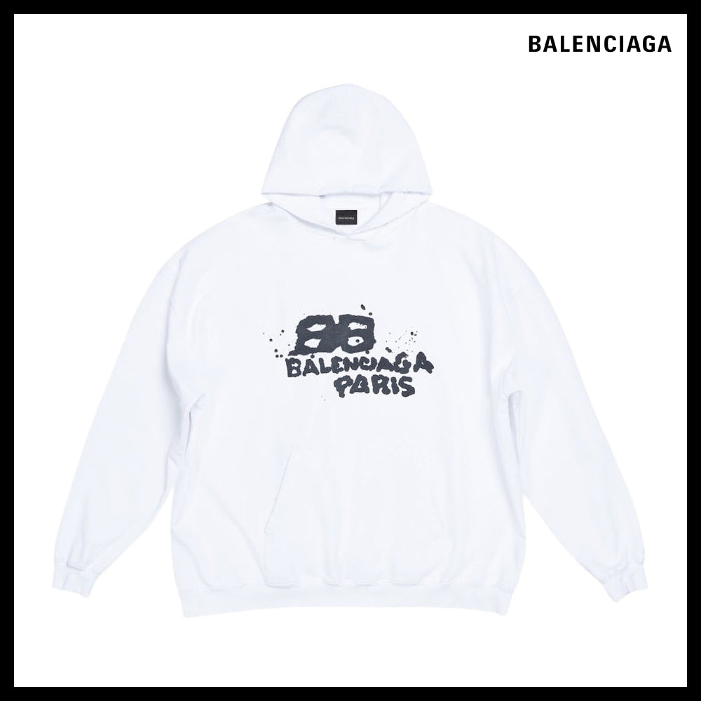 【BALENCIAGA】BB Icon Large Fit Hoodie White