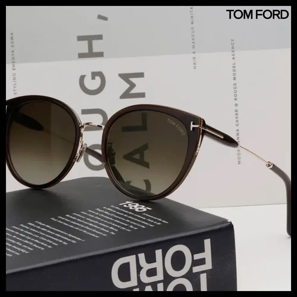 【TOM FORD】Brown Cat-Eye Round Sunglasses Asian Fit