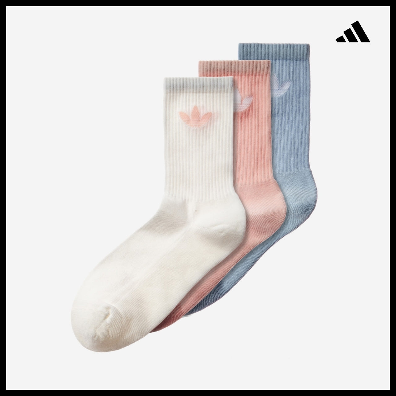 【ADIDAS】 Trefoil Cushioned Crew Socks 3 Pairs Sports Daily