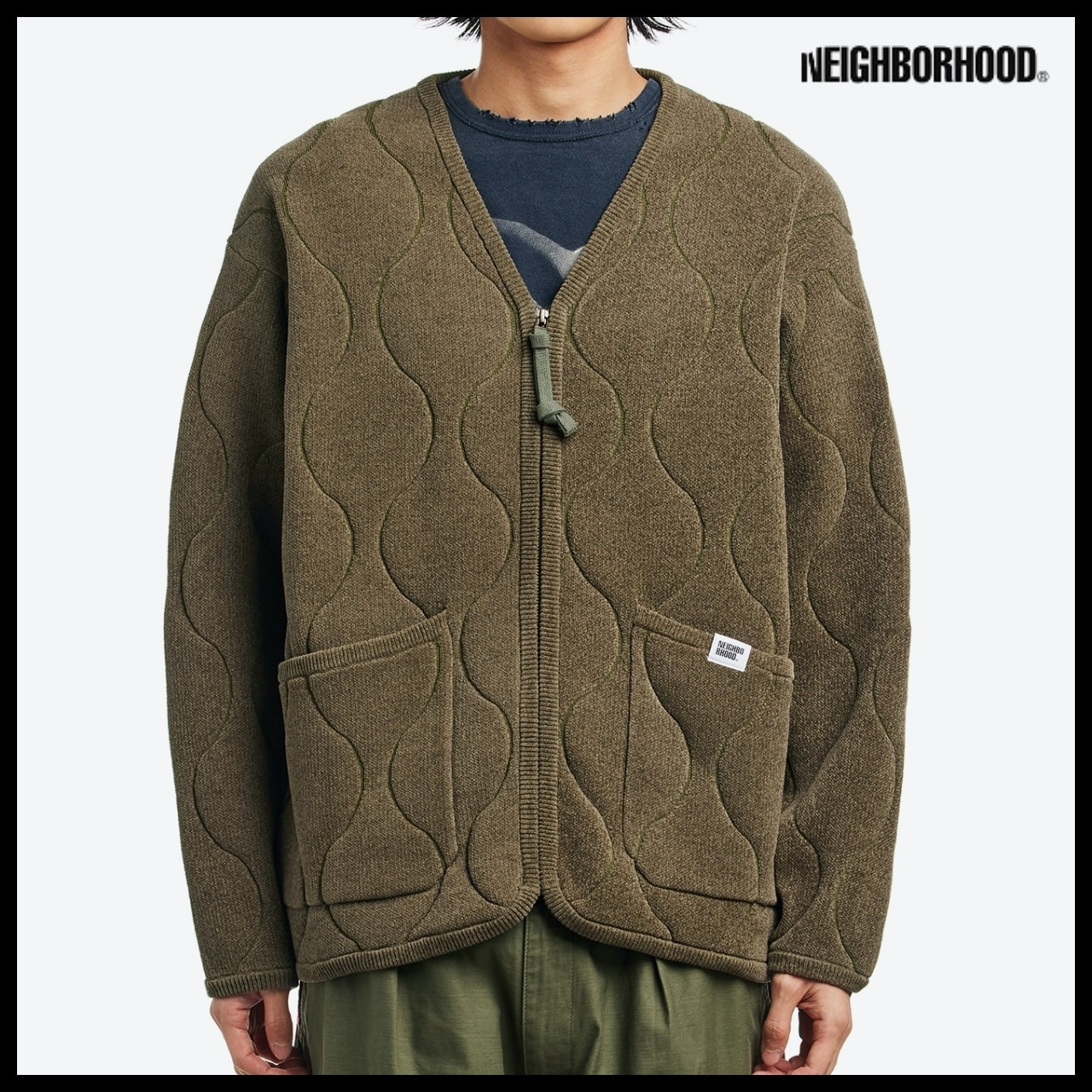【NEIGHBORHOOD】QUILTING ZIP CARDIGAN OLIVE DRAB