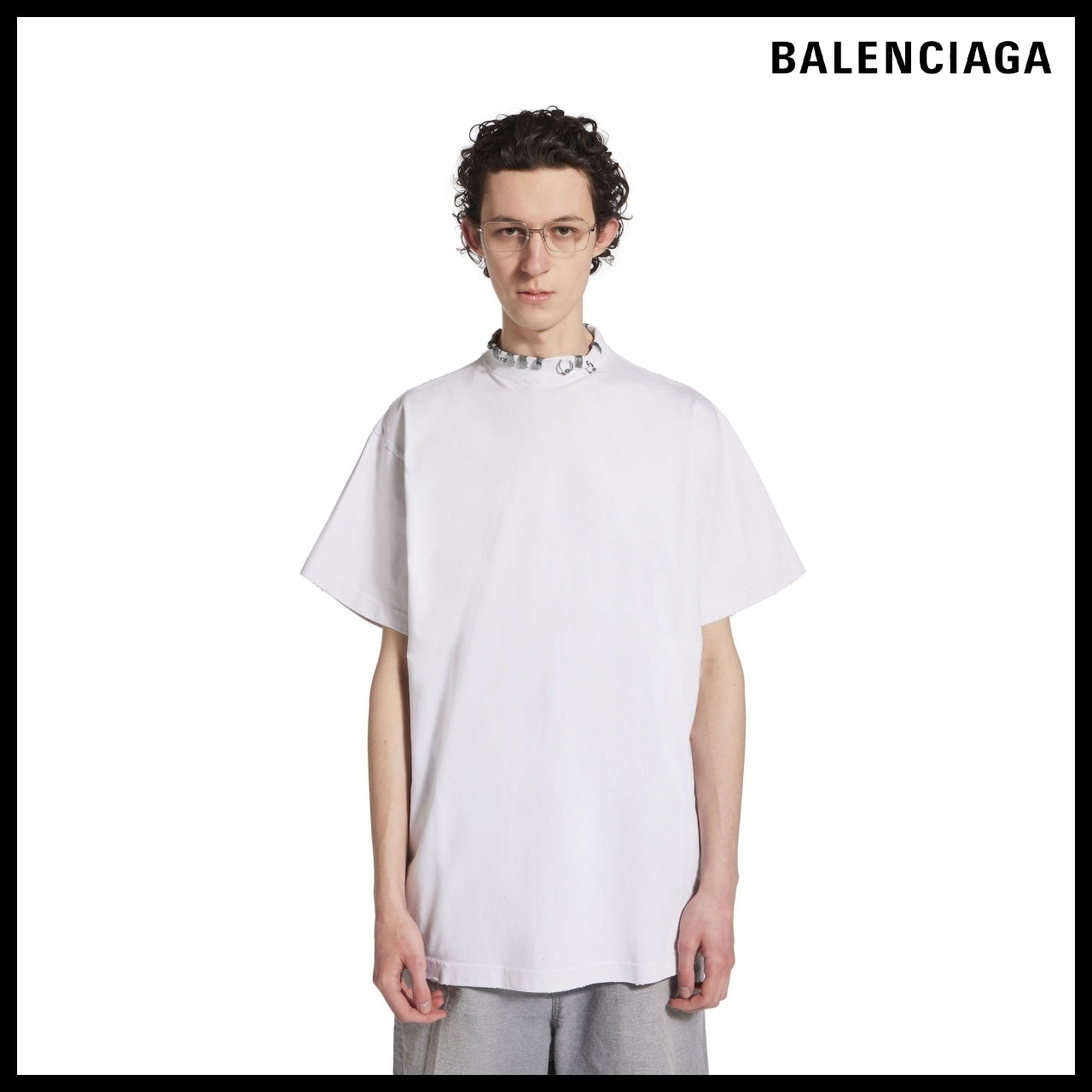 【BALENCIAGA】Pierced T-Shirt Oversized White
