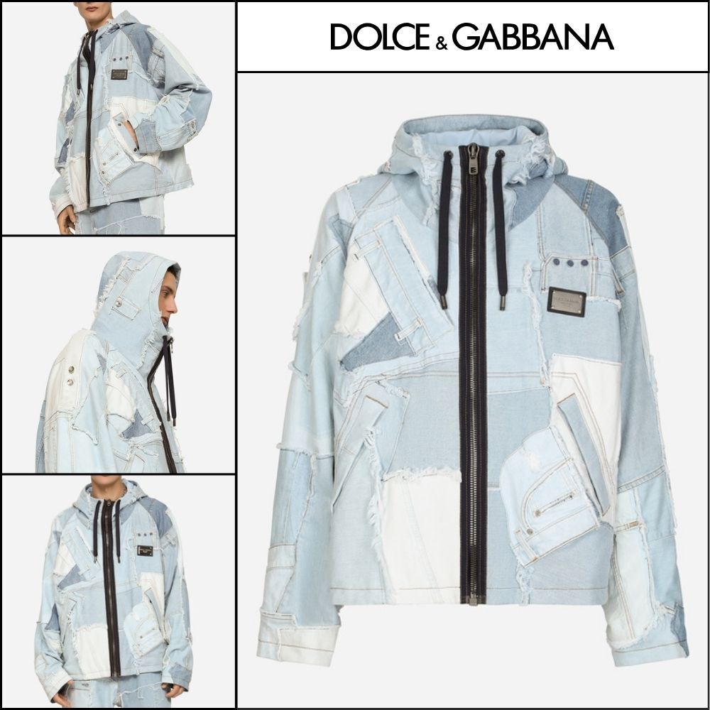 【Dolce & Gabbana】DENIM PATCHWORK JACKET WITH HOOD