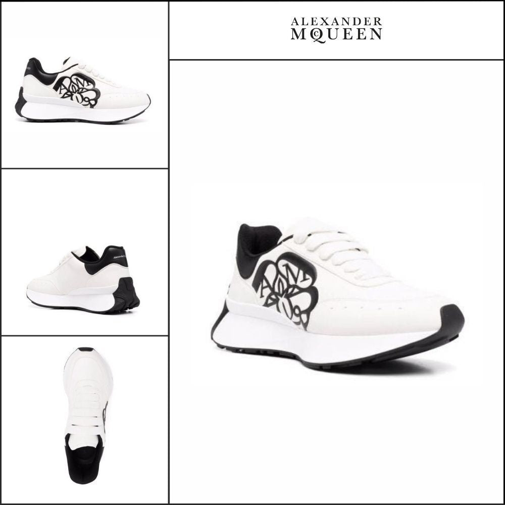 【Alexander Mcqueen】White Oversized Logo-Embossed Sneakers