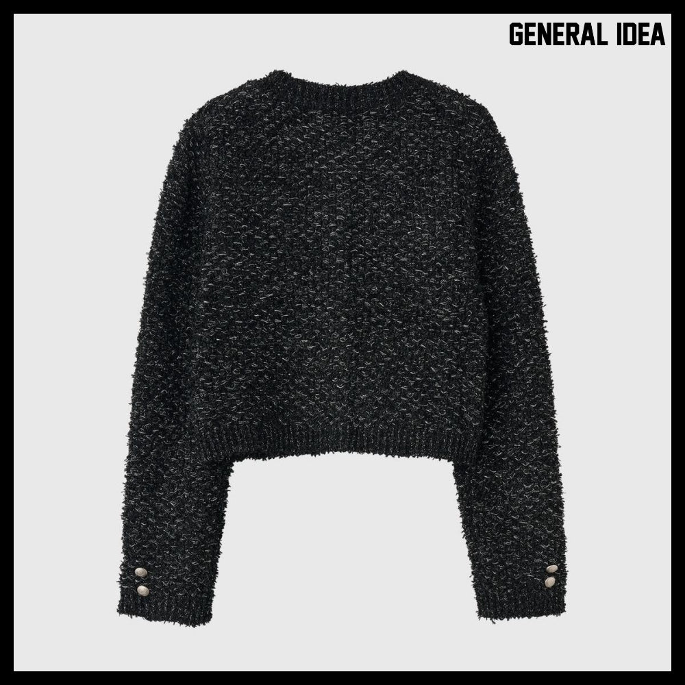 【GENERAL IDEA】Boucle Tweed Knit Jacket BLACK