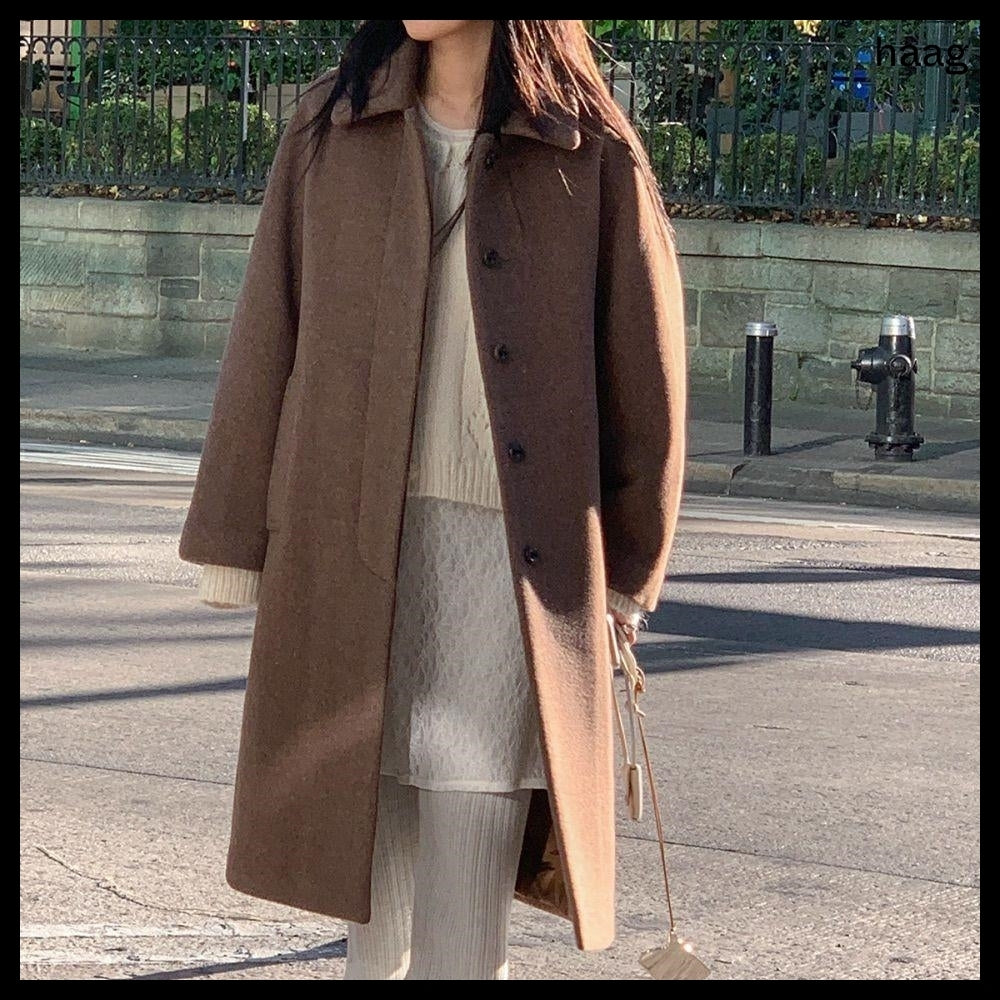 【HAAG】A Wool Single Coat Brown