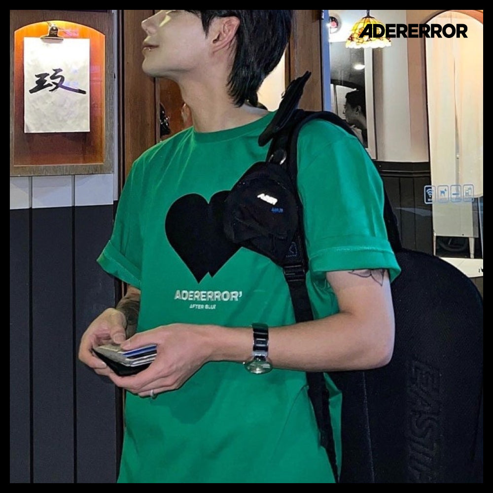 【ADERERROR】Twin Heart Logo T-Shirt Green