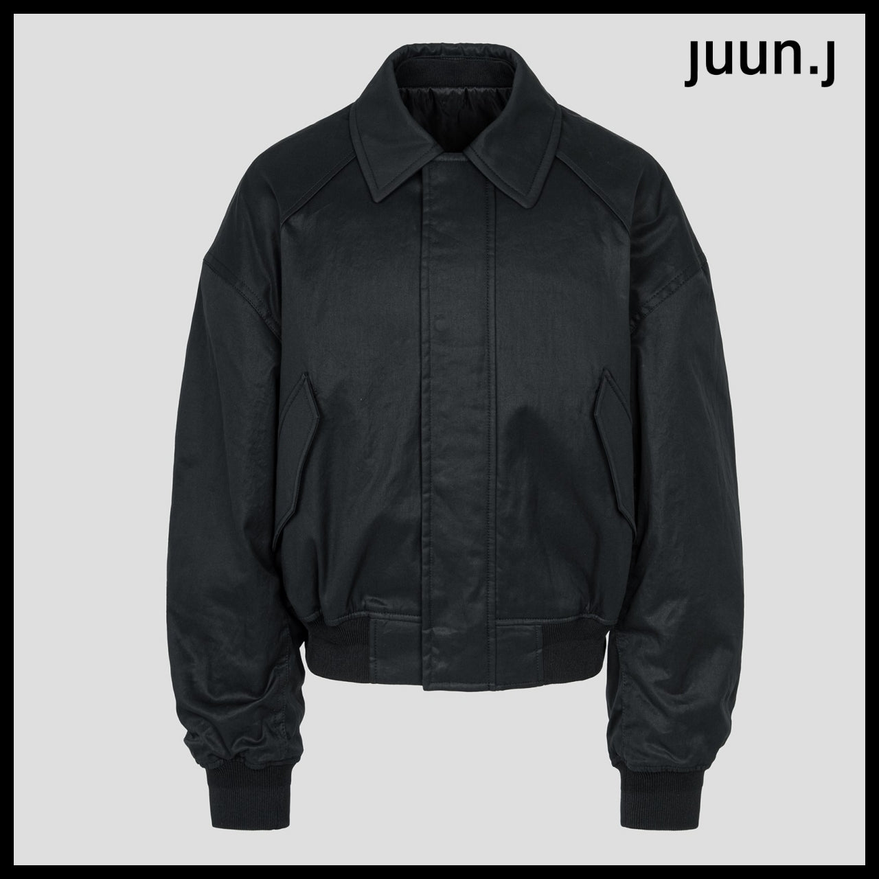 【JUUN.J】Cotton Stand Collar Flight Jumper Black
