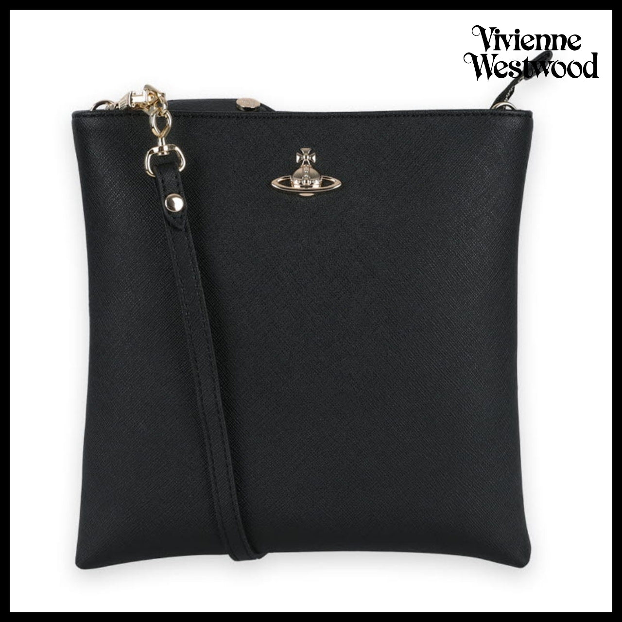 【Vivienne Westwood】Square Crossbody Bag Black Gold