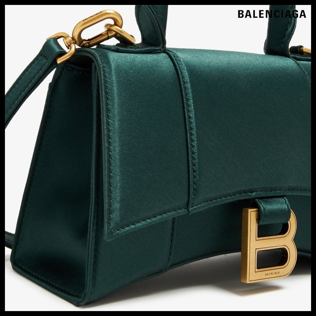 【BALENCIAGA】Hourglass XS Top Handle Bag in Deep Green